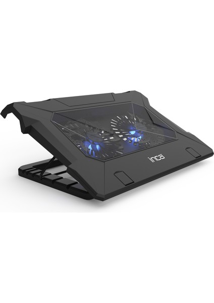 INC-321 RX Ergonomik Çift Fan+ Stand+ With Rubber Sessiz Siyah  Notebook Soğutucu