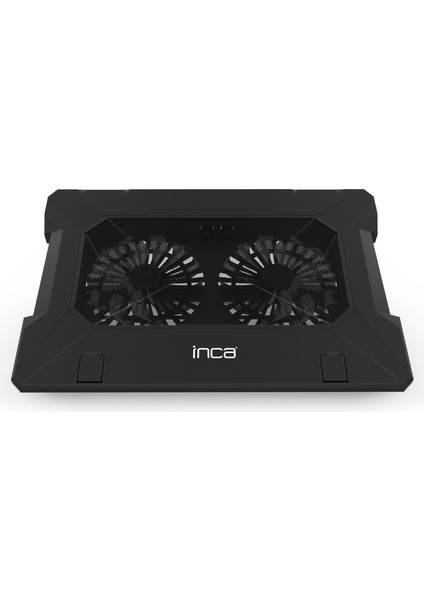 INC-321 RX Ergonomik Çift Fan+ Stand+ With Rubber Sessiz Siyah  Notebook Soğutucu