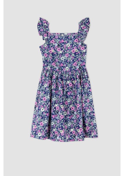 Kız Çocuk Kare Yaka Çiçekli Askılı Elbise X7634A622SM fırsatları