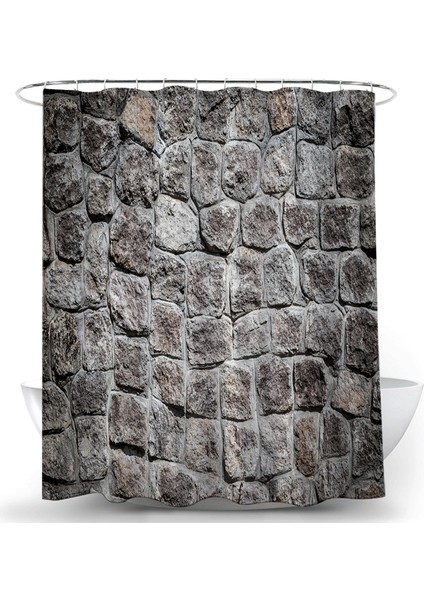 12 Kancalı Yıkanabilir Su Geçirmez Banyo Perdesi - Kahverengi (Yurt Dışından)