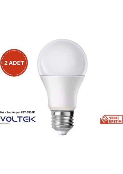 LED Ampul E27 9W Beyaz ( 2 Adet )