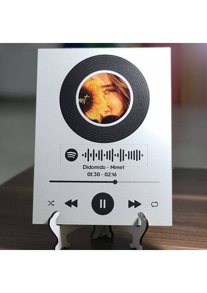 Spotify Barkodlu Ahşap Mdf Plak