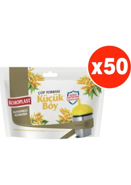 Hanımeli Kokulu Küçük Boy 30'lu Çöp Torbası x 50 Paket 40x45 cm