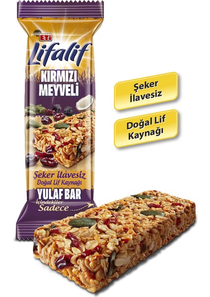 Lifalif Kırmızı Meyveli Yulaf Bar 35 g x 12 Adet