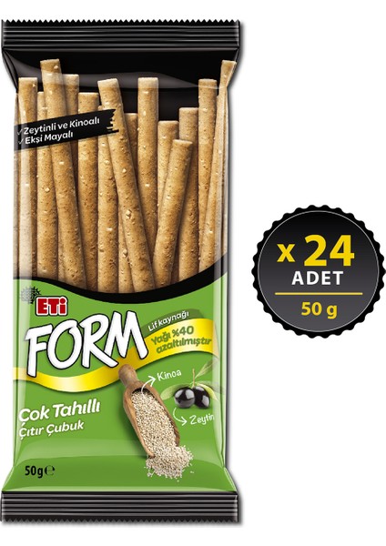 Form Zeytinli Kinoalı Çıtır Çubuk Kraker 50 g x 24 Adet