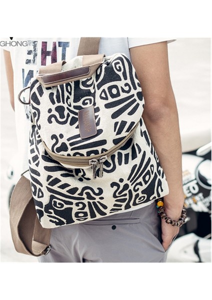 Siyah Unisex Baskılı Erkek Sırt Çantası