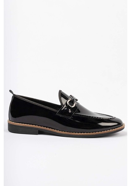 Erkek Rok Loafer Yumuşak Ayakkabı ROK.230 Rugan Siyah