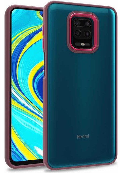 Xiaomi Redmi Note 9 Pro Kapak Metal Kamera Korumalı Arkası Şeffaf Silikon Kılıf - Kırmızı