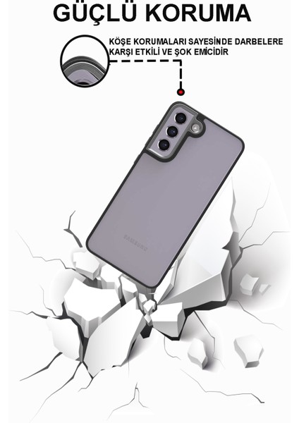 Samsung Galaxy S22 Plus Kapak Metal Kamera Korumalı Arkası Şeffaf Silikon Kılıf - Mavi modelleri