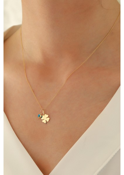 14 Ayar Altın Forze Zincir Yonca Göz Kolye