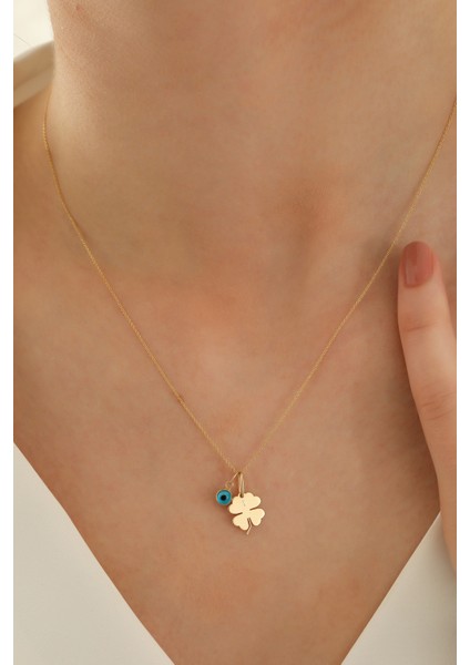 14 Ayar Altın Forze Zincir Yonca Göz Kolye fırsatları