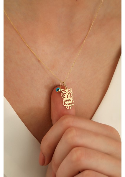 14 Ayar Altın Forze Zincir Baykuş Göz Kolye modelleri