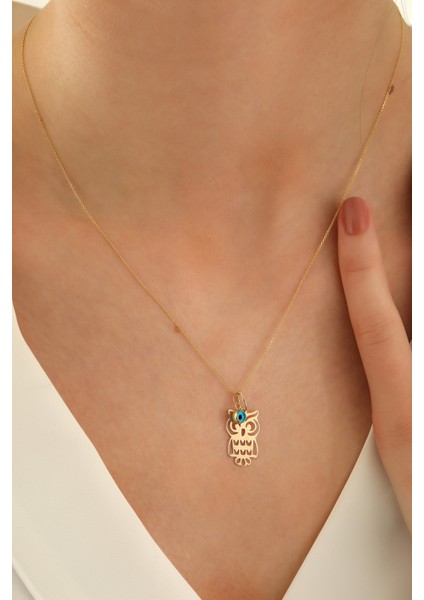 14 Ayar Altın Forze Zincir Baykuş Göz Kolye fırsatları