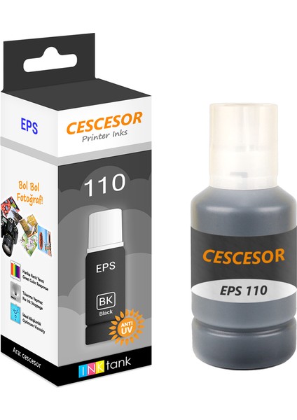 Epson 110 Siyah Muadil Mürekkep - 140 ml - Cescesor
