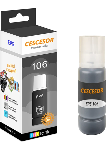 Epson 106 Foto Siyah Muadil Mürekkep - 70 ml - Cescesor