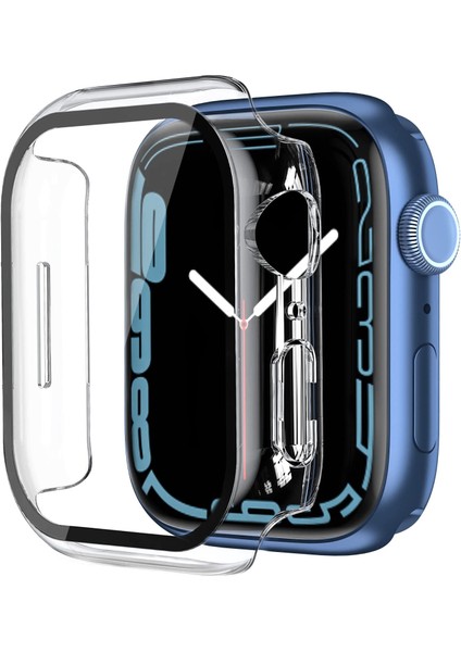 Apple Watch Series 7 41MM Kılıf Ekran ve Kasa Koruyucu 360 Tam Koruma Premium Kapak Sert Pc Metalik modelleri