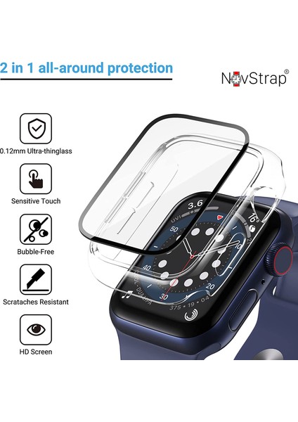 Apple Watch Series 7 41MM Kılıf Ekran ve Kasa Koruyucu 360 Tam Koruma Premium Kapak Sert Pc Metalik fırsatları