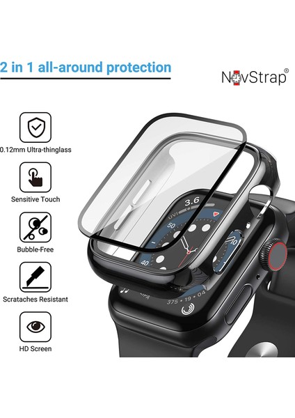 Apple Watch Series 7 41MM Kılıf Ekran ve Kasa Koruyucu 360 Tam Koruma Premium Kapak Sert Pc Metalik modelleri