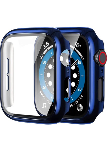 Apple Watch Series 7 41MM Kılıf Ekran ve Kasa Koruyucu 360 Tam Koruma Premium Kapak Sert Pc Metalik