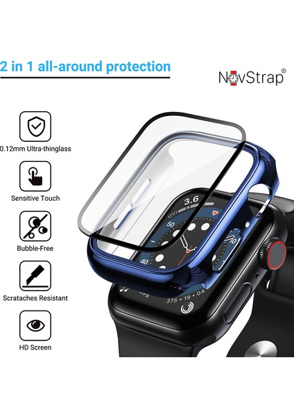 Apple Watch Series 7 41MM Kılıf Ekran ve Kasa Koruyucu 360 Tam Koruma Premium Kapak Sert Pc Metalik modelleri