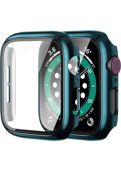 Apple Watch Series 7 41MM Kılıf Ekran ve Kasa Koruyucu 360 Tam Koruma Premium Kapak Sert Pc Metalik