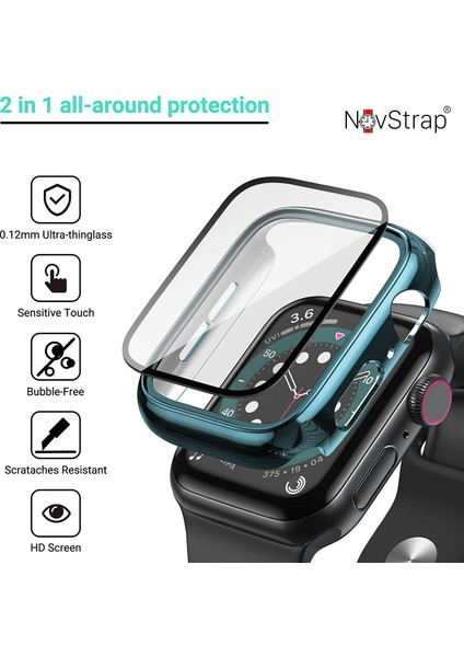 Apple Watch Series 7 41MM Kılıf Ekran ve Kasa Koruyucu 360 Tam Koruma Premium Kapak Sert Pc Metalik modelleri