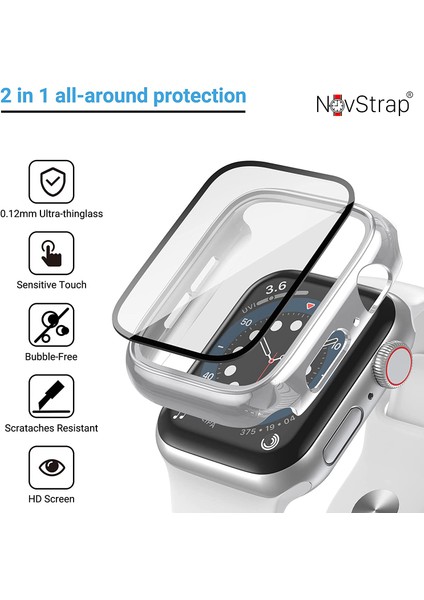 Apple Watch Series 7 41MM Kılıf Ekran ve Kasa Koruyucu 360 Tam Koruma Premium Kapak Sert Pc Metalik modelleri