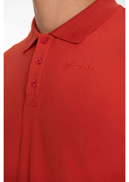 Kırmızı Polo Yaka Erkek Tişört Teal