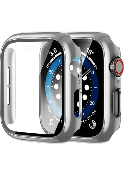 Apple Watch Series 7 45MM Kılıf Ekran ve Kasa Koruyucu 360 Tam Koruma Premium Kapak Sert Pc Metalik