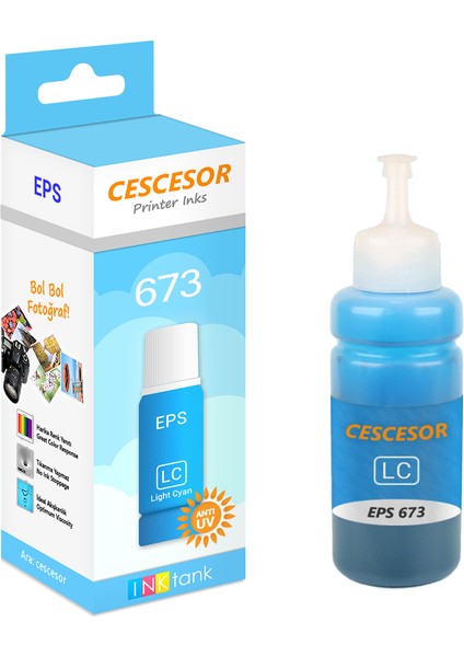 Epson 673 Açık Mavi Muadil Mürekkep - 70 ml - Cescesor