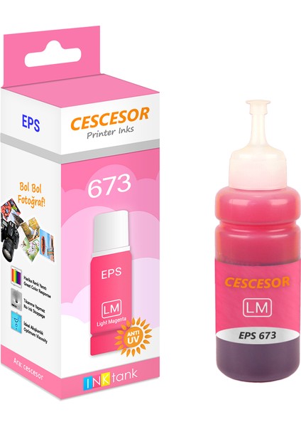 Epson 673 Açık Kırmızı Muadil Mürekkep - 70 ml - Cescesor
