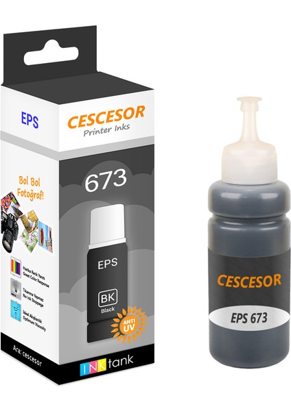 Epson 673 Siyah Muadil Mürekkep - 70 ml - Cescesor