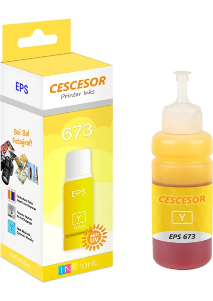 Epson 673 Sarı Muadil Mürekkep - 70 ml - Cescesor