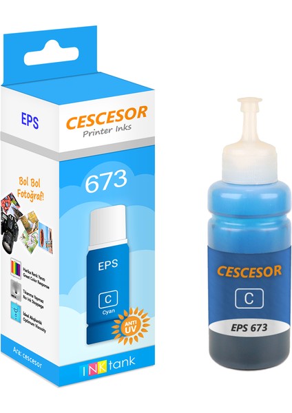 Epson 673 Mavi Muadil Mürekkep - 70 ml - Cescesor