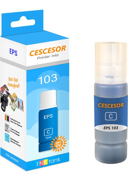 Epson 103 Mavi Muadil Mürekkep - 70 ml - Cescesor