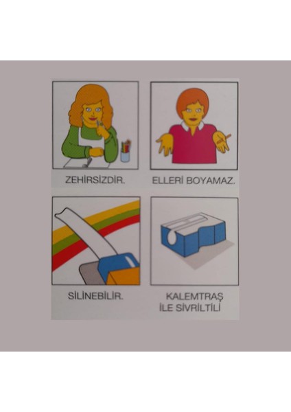 Mum Boya 12 Renk Karton Kutu 12 Renk Crayon 1 Adet Novacolor Altıgen Mum Boya 12 Renk