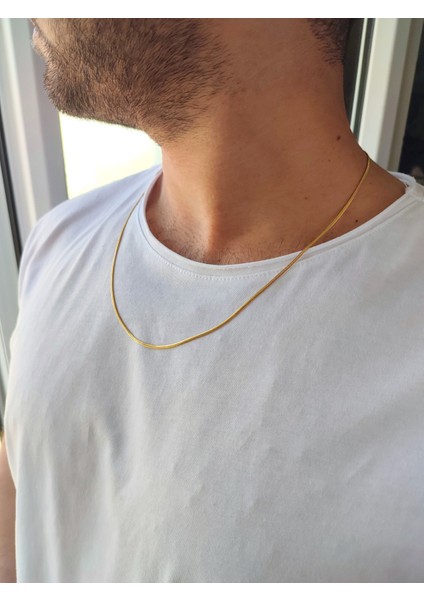 Paslanmaz Çelik Erkek Gold Renkli Italyan Ince Yassı Kolye fiyatları
