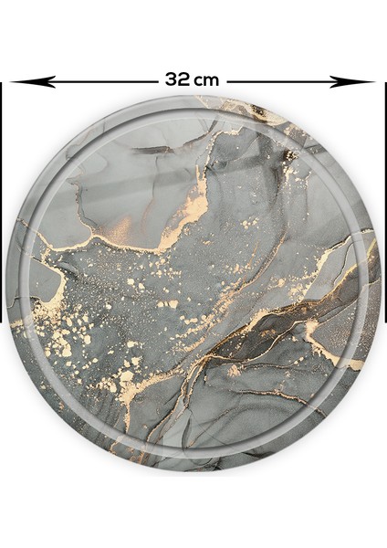 Kanallı Cam Kesme Tahtası - Cam Kesme Tablası | Gri Gold Mermer | Çap32cm | Patentli Ürün indirimleri