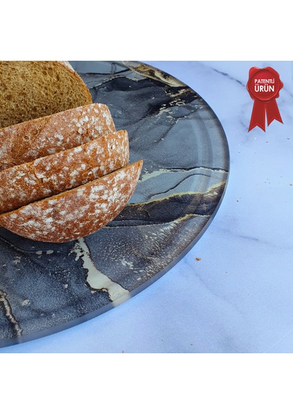 Kanallı Cam Kesme Tahtası - Cam Kesme Tablası | Gri Gold Mermer | Çap32cm | Patentli Ürün fiyatları