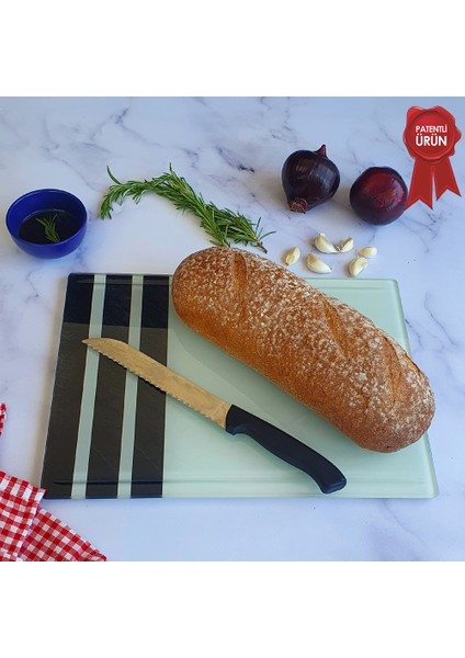 Kanallı Cam Kesme Tahtası - Cam Kesme Tablası | Black Rock Şeritli | 25cm x 35cm | Patentli Ürün fırsatları