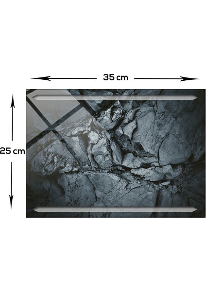 Kanallı Cam Kesme Tahtası - Cam Kesme Tablası | Doğal Taş Desenli | 25cm x 35cm | Patentli Ürün indirimleri