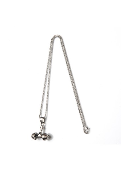 Erkek Kolye Çelik Sporcu Fitness Dambıl Takı Aksesuar K24 T5 fiyatları