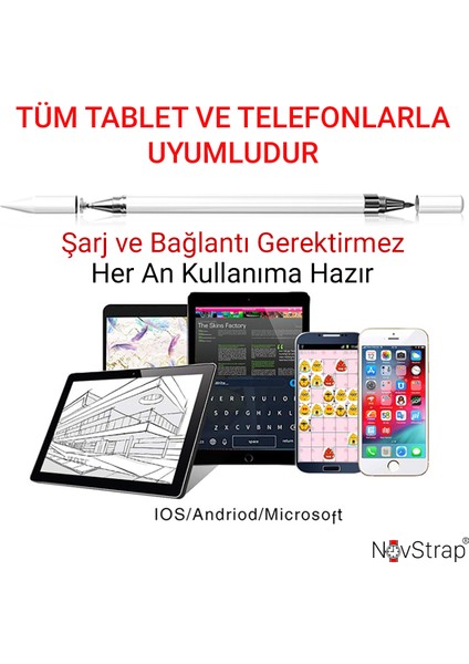 Novstrap Samsung Galaxy Tab A8 X200 / X207 Uyumlu Dokunmatik Kalem Pencil Stylus Çizim Tasarım Kalem