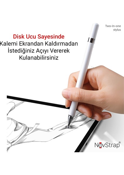 Novstrap Samsung Galaxy Tab A8 X200 / X207 Uyumlu Dokunmatik Kalem Pencil Stylus Çizim Tasarım Kalem