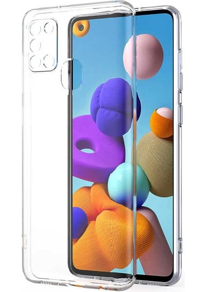 Samsung Galaxy A21S Kamera Korumalı Süper Silikon Kılıf Ekran Koruyucu