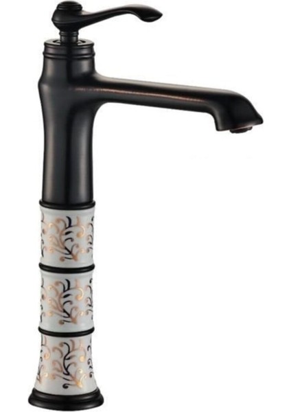 Seramaik Işlemeli Siyah Çanak Lavabo Bataryası