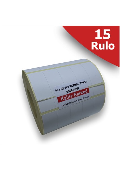 20X40 Yanayana 5 Li Termal Etiket | 15 Rulo Barkod Etiketi