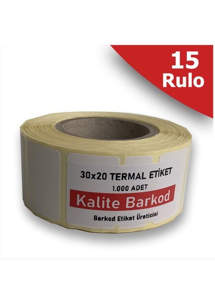 30X20 Termal Etiket | 15 Rulo Barkod Etiketi