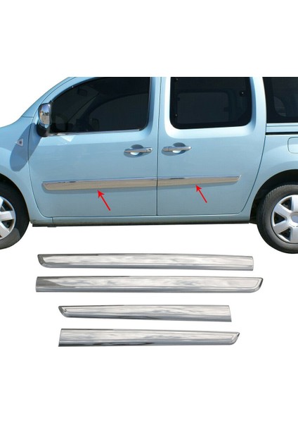 Renault Kangoo Krom Kapı Çıtası (4prç) 2008 ve Üzeri -Dar- P.çelik