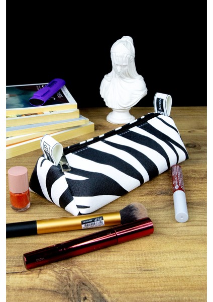 Kalem Kutusu Hayvan Desen Üçgen Tasarım Vegan Deri (Kalemlik & Makyaj Çantası) modelleri